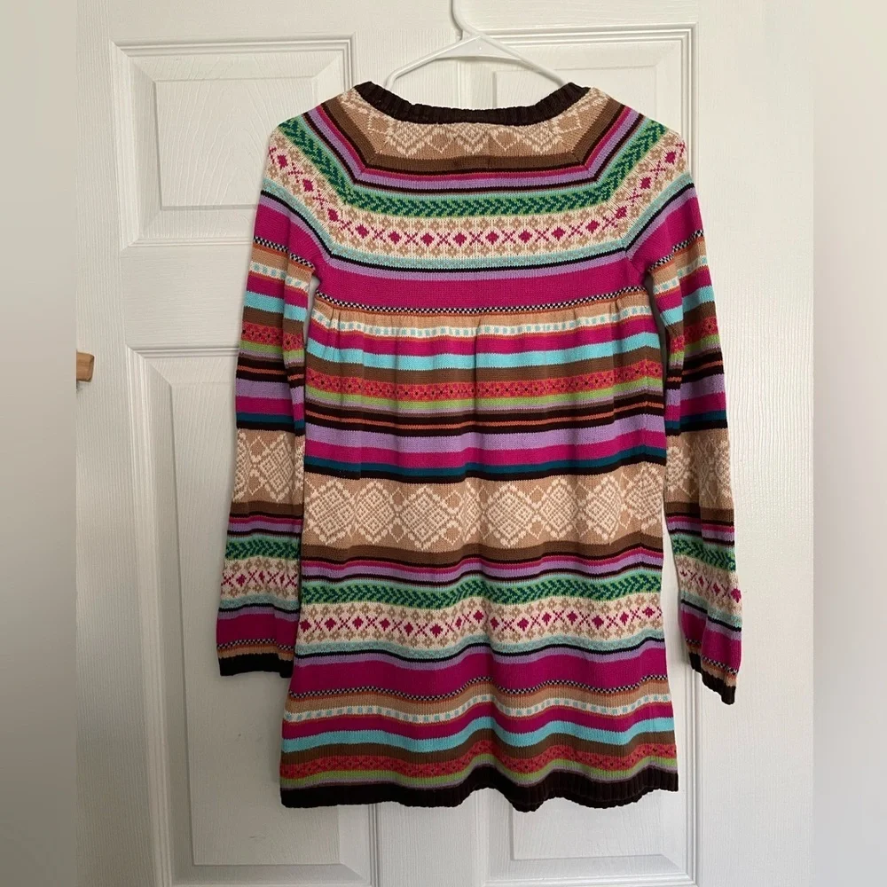 GAP Kids Girls L (10) Chunky Knit Multicolor Striped Sweater Dress 100% Cotton